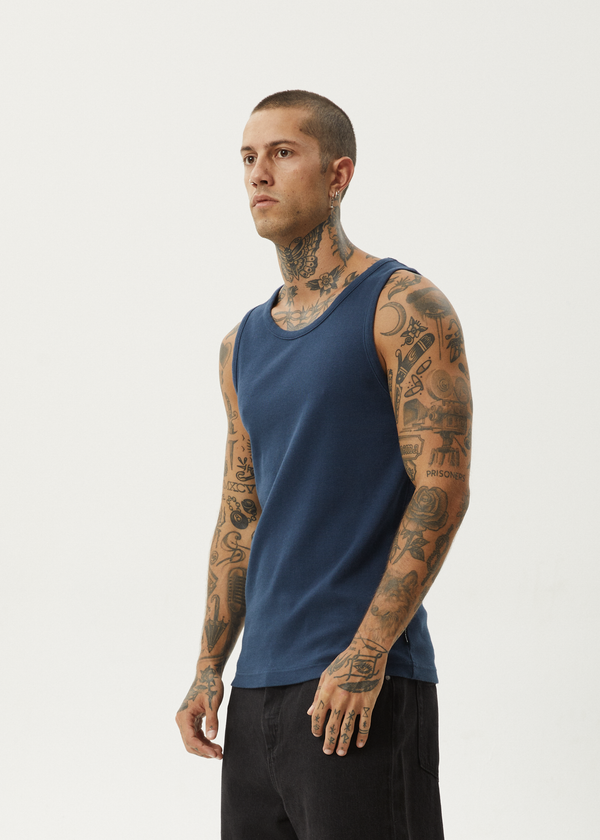 Afends Paramount - Rib Singlet Navy