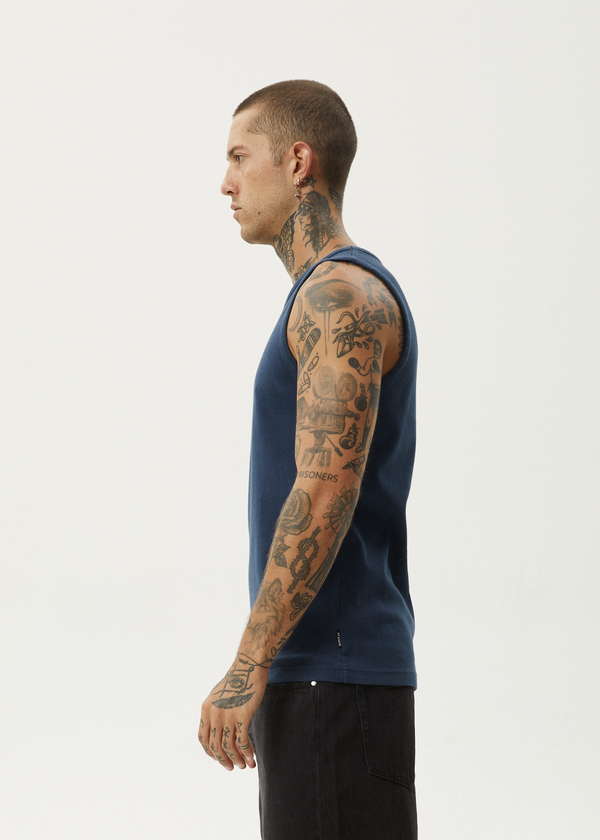 Afends Paramount - Rib Singlet Navy