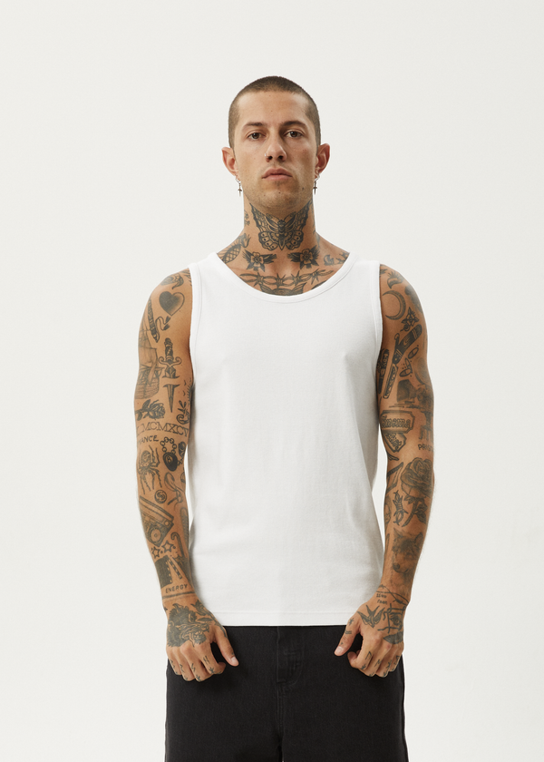 Afends Paramount - Rib Singlet White