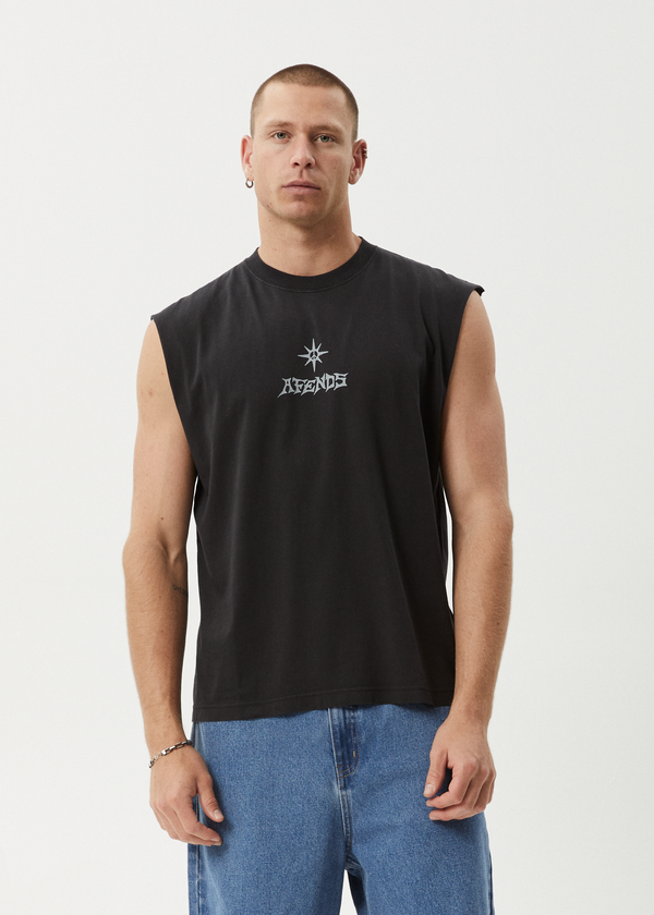 Afends Peace Out - Sleeveless Tee Stone Black