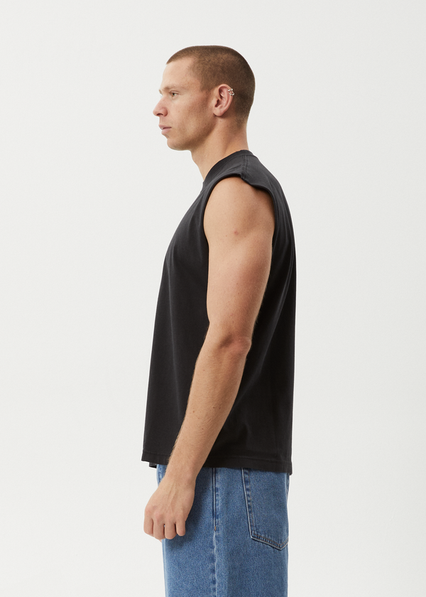 Afends Peace Out - Sleeveless Tee Stone Black