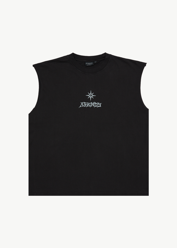 afends Peace Out - Sleeveless Tee Stone Black