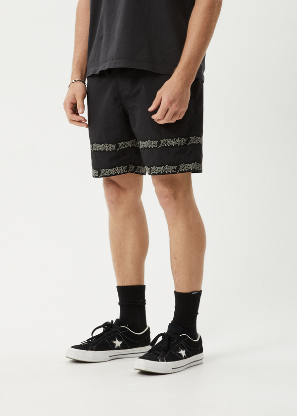 Afends Peace Out Tape - Elastic Waist Short Black