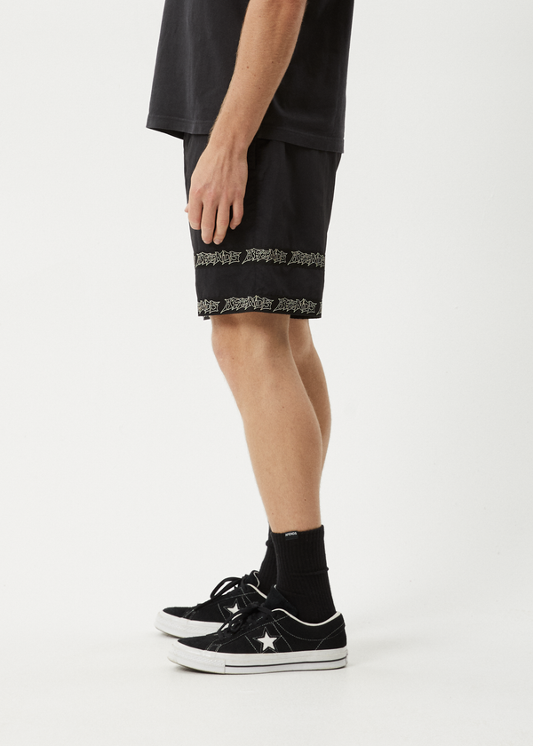 Afends Peace Out Tape - Elastic Waist Short Black