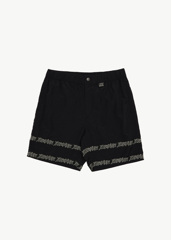 afends Peace Out Tape - Elastic Waist Short Black