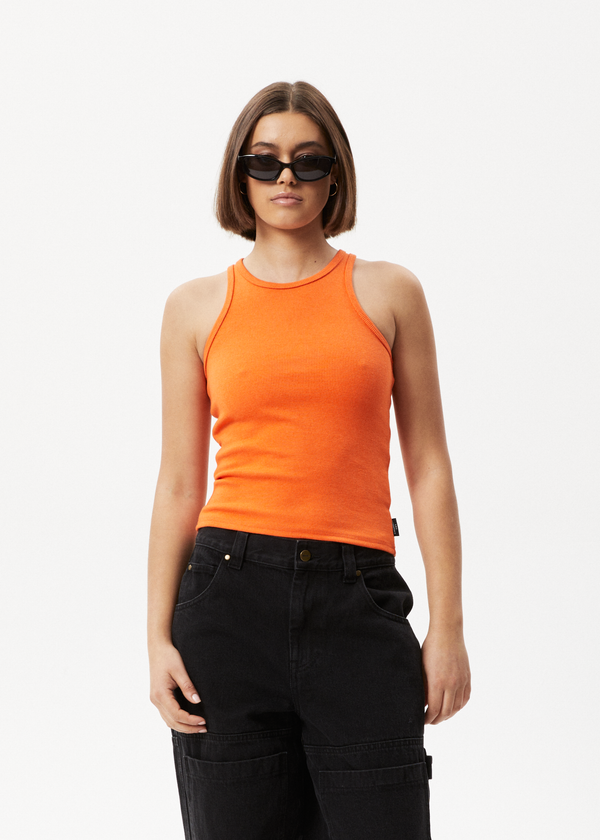 Afends Pearly - Rib Singlet Orange