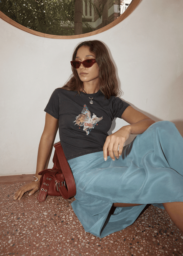 Afends Pixie - Baby Tee Stone Black