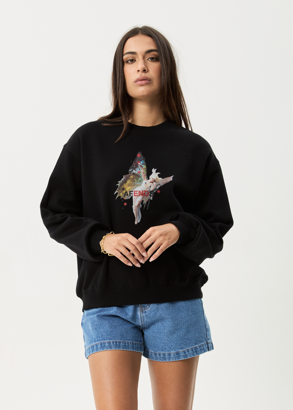 Afends Pixie - Crew Neck Jumper Black