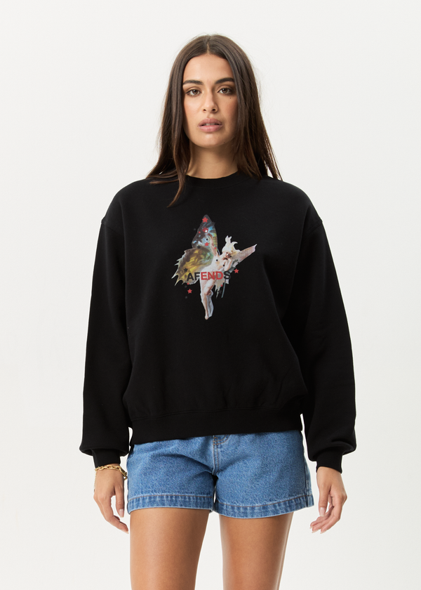 afends Pixie - Crew Neck Jumper Black