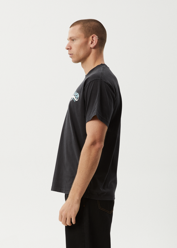 Afends Reptilian - Heavyweight Boxy Tee Stone Black