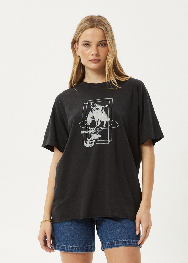 afends Rodeo - Oversized Tee Stone Black