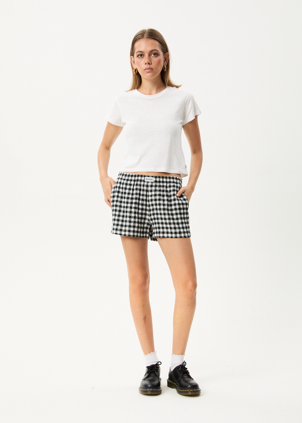 afends Rowan - Seersucker Boxer Short Black / White