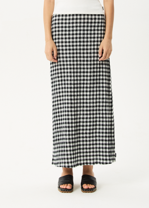 Afends Rowan - Seersucker Maxi Skirt Black / White