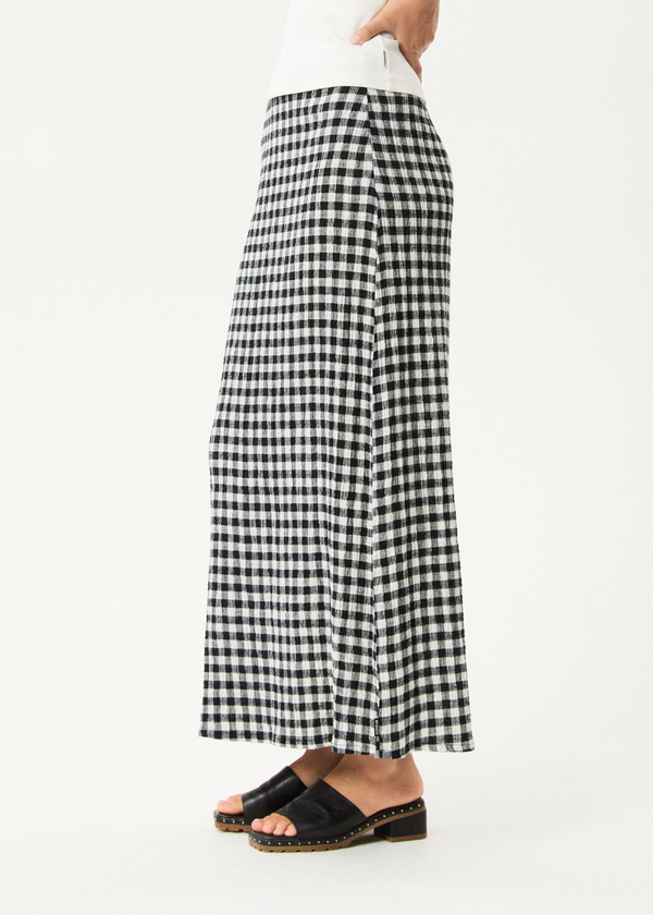 Afends Rowan - Seersucker Maxi Skirt Black / White