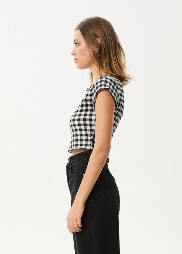 Afends Rowan - Seersucker Top Black / White