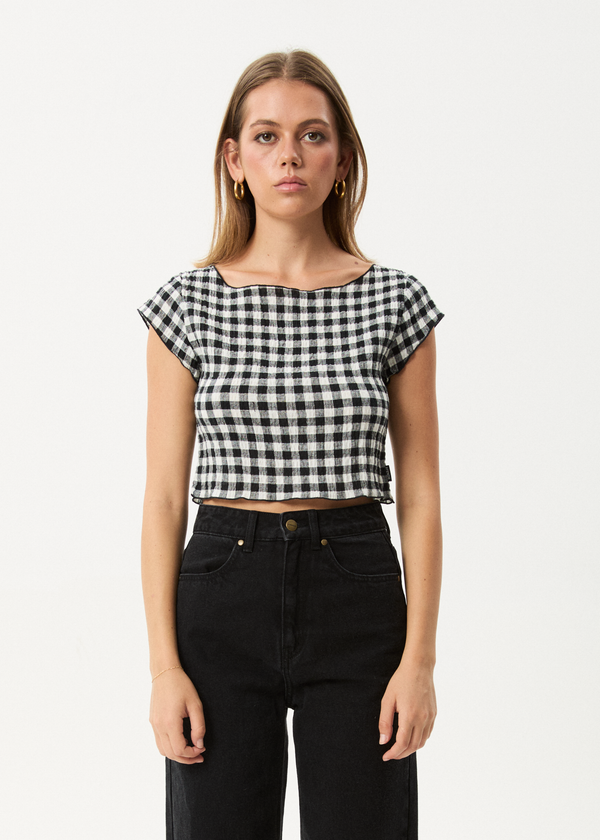 afends Rowan - Seersucker Top Black / White