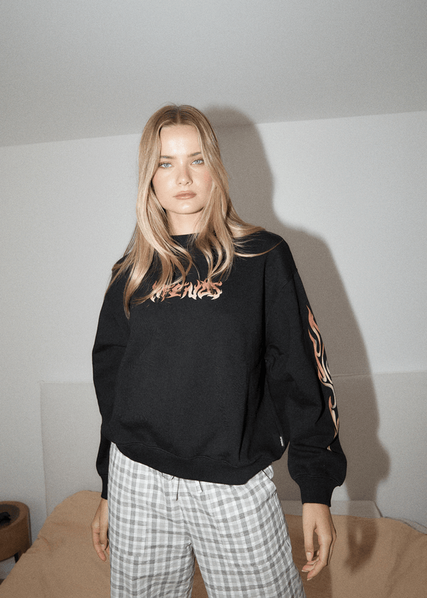 Afends Scorched - Crew Neck Jumper Black