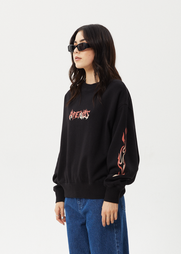 Afends Scorched - Crew Neck Jumper Black