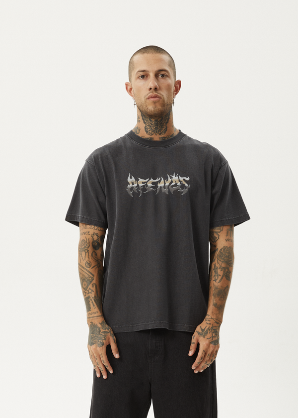 Afends Scorched - Heavyweight Boxy Tee Stone Black