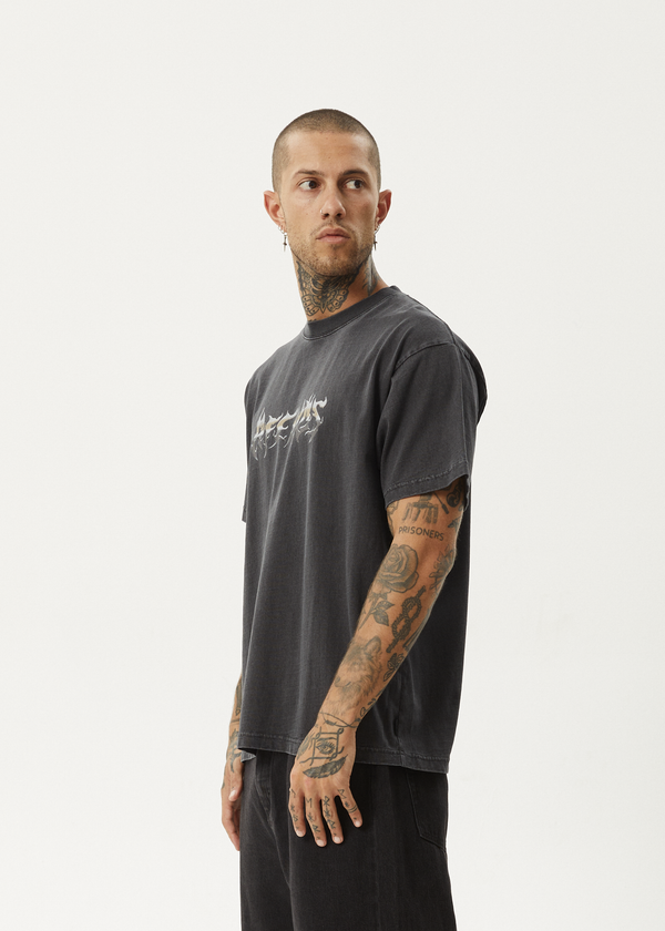 Afends Scorched - Heavyweight Boxy Tee Stone Black
