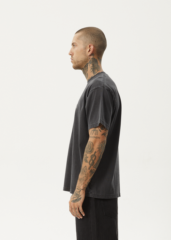 Afends Scorched - Heavyweight Boxy Tee Stone Black