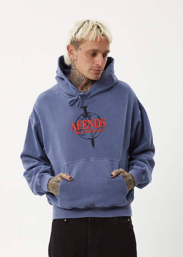 Afends Screwed - Boxy Hoodie Washed Marlin