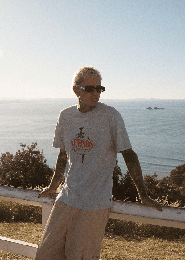 Afends Screwed - Retro Tee Shadow Grey Marle