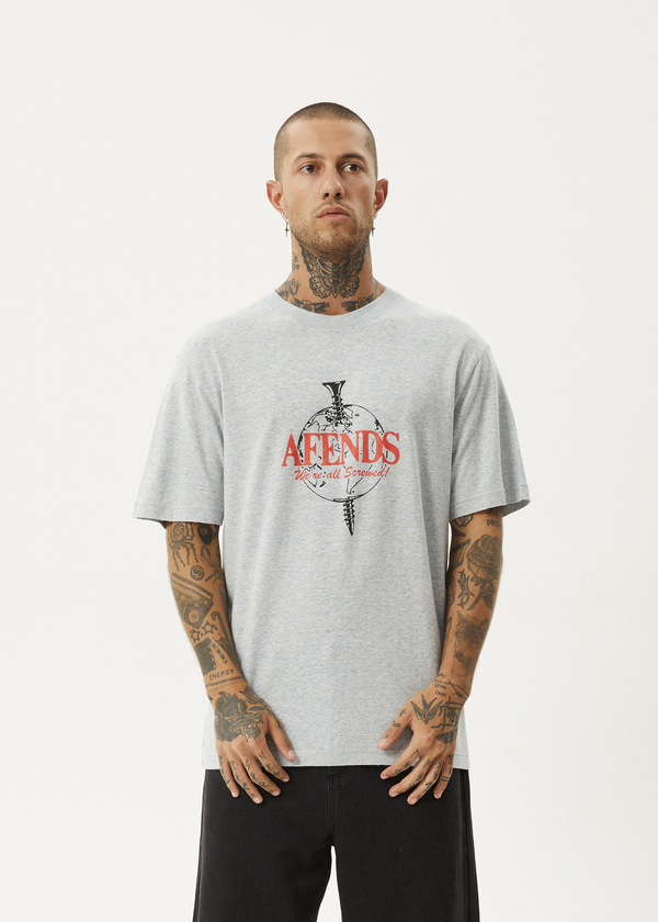 Afends Screwed - Retro Tee Shadow Grey Marle