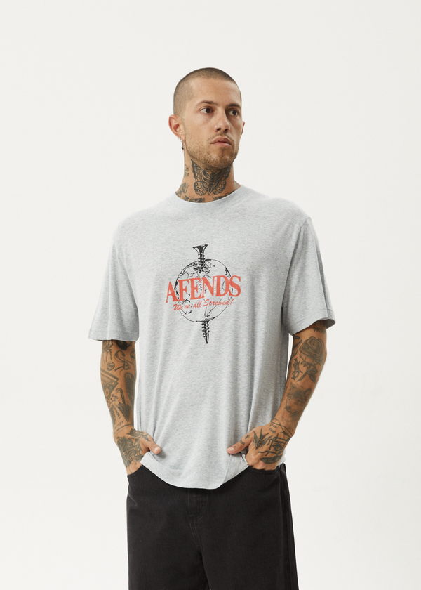 Afends Screwed - Retro Tee Shadow Grey Marle