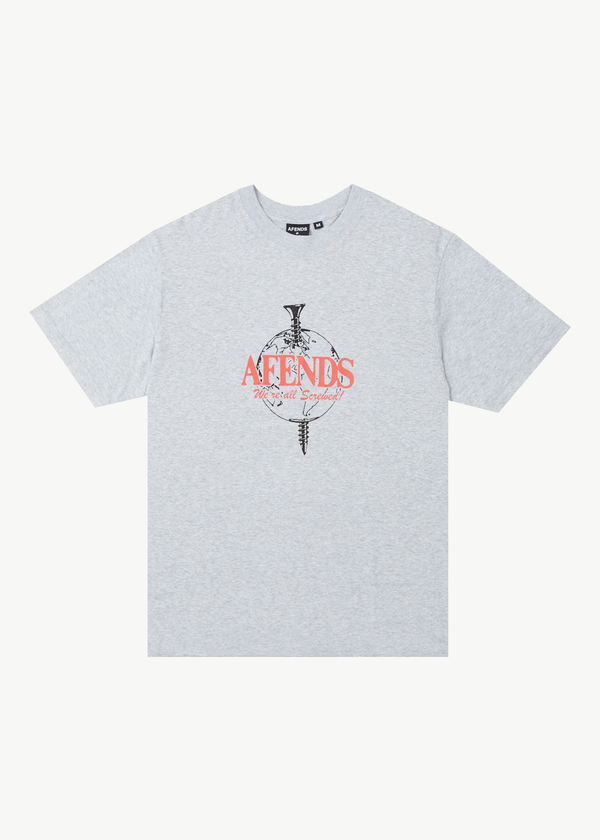 afends Screwed - Retro Tee Shadow Grey Marle