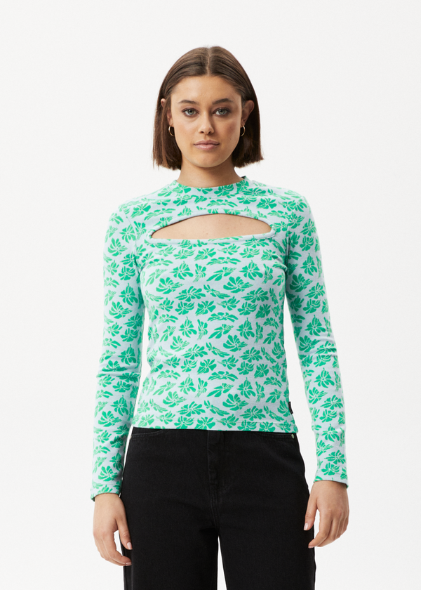 afends See You - Cut Out Long Sleeve Top Powder Blue