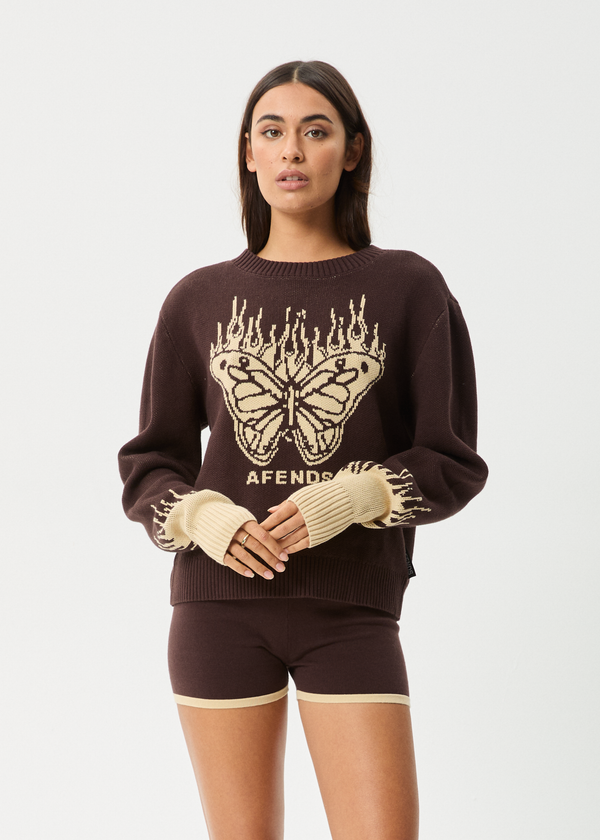 Afends Set Fire - Knit Jumper Coffee