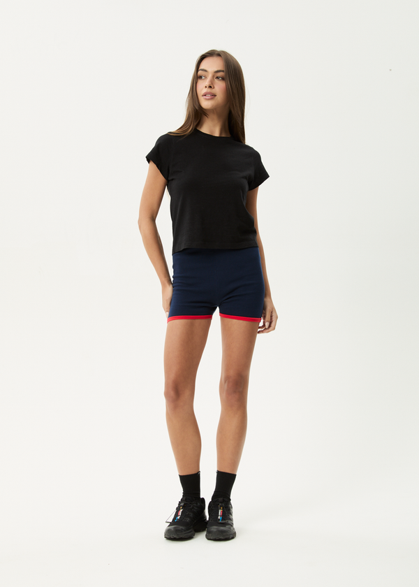 afends Set Fire - Knit Short Navy / Tomato