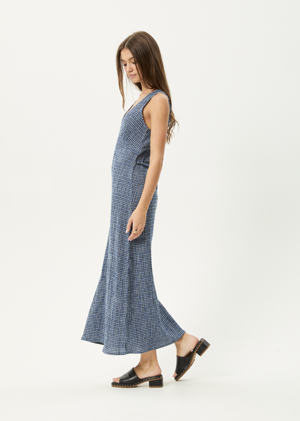 Afends Shipwreck - Seersucker Maxi Dress Marlin
