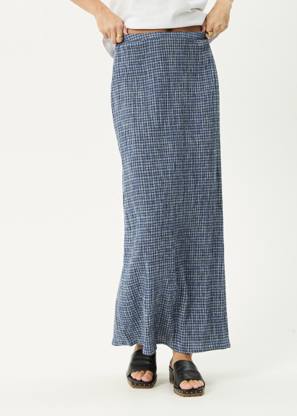 Afends Shipwreck - Seersucker Maxi Skirt Marlin