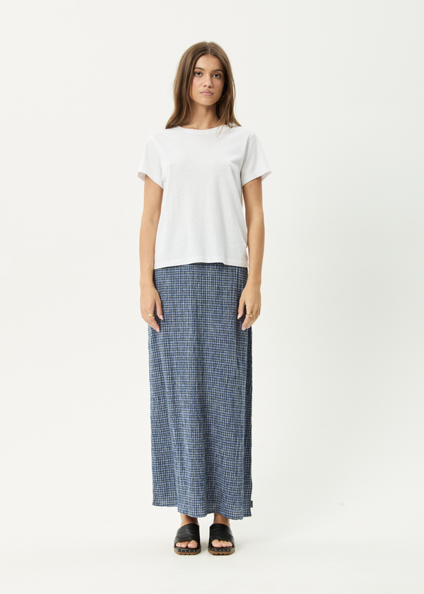 afends Shipwreck - Seersucker Maxi Skirt Marlin
