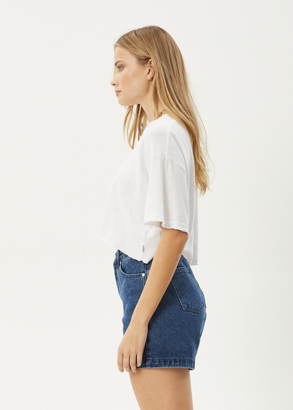 Afends Slay Cropped - Oversized Tee White