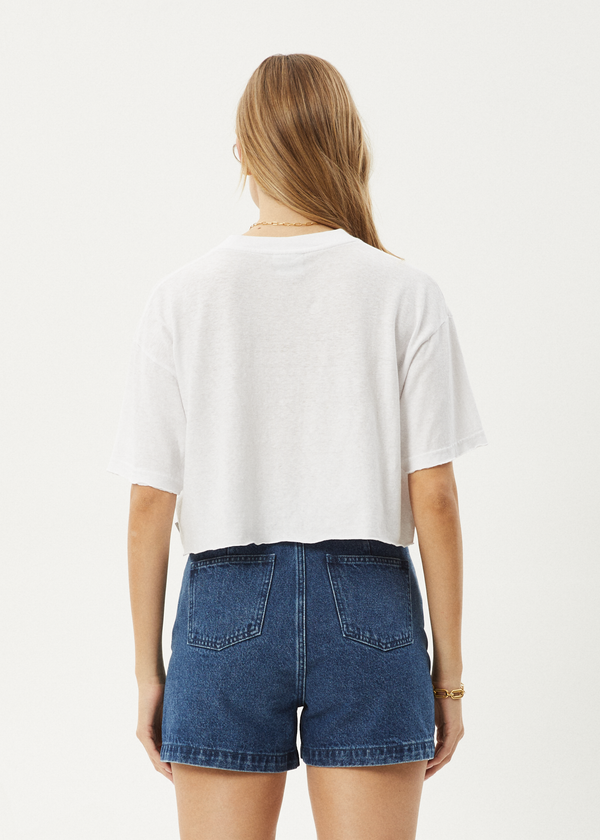 Afends Slay Cropped - Oversized Tee White