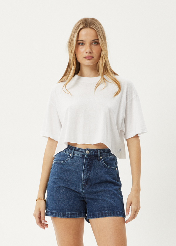 afends Slay Cropped - Oversized Tee White
