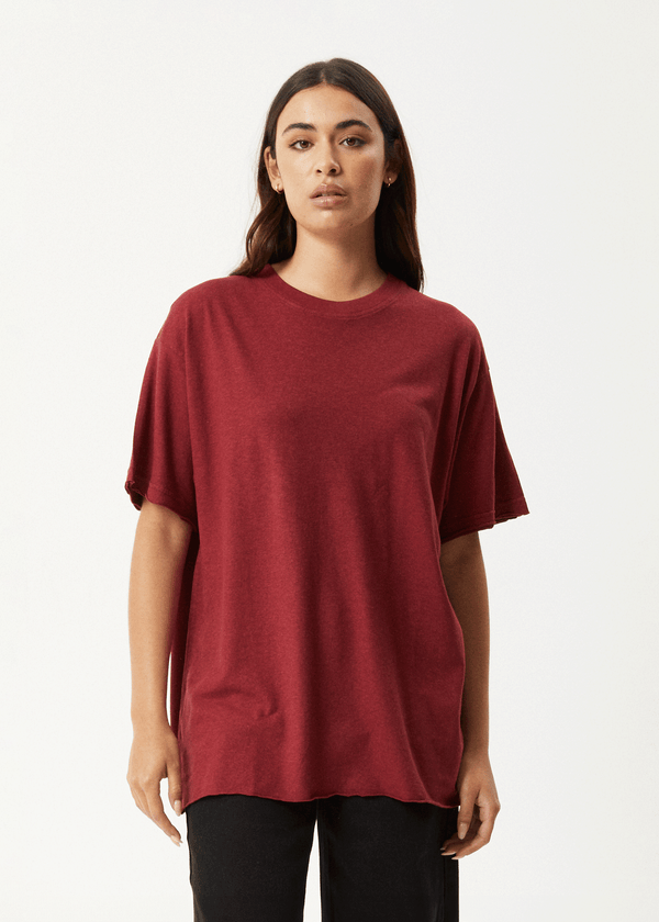 Afends Slay - Oversized Tee Burgundy