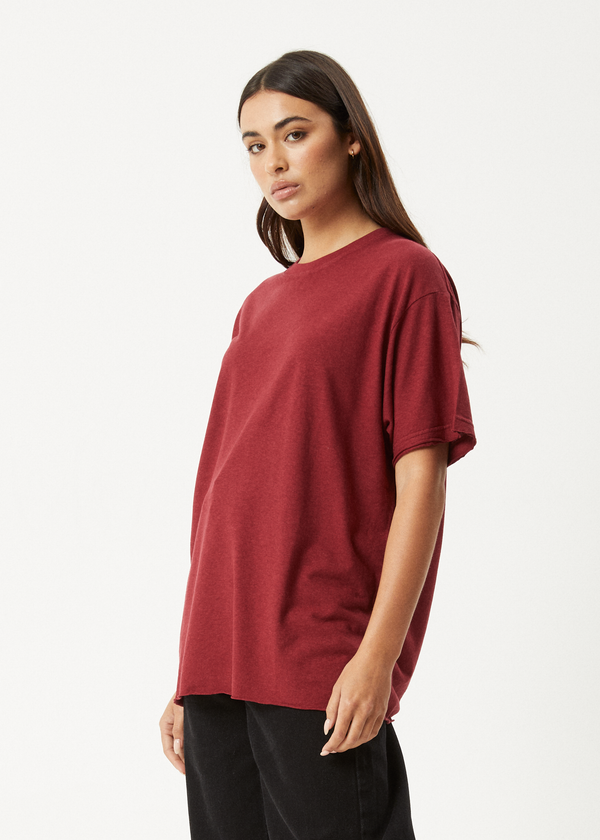 Afends Slay - Oversized Tee Burgundy