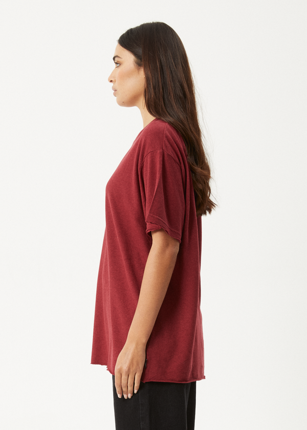 Afends Slay - Oversized Tee Burgundy