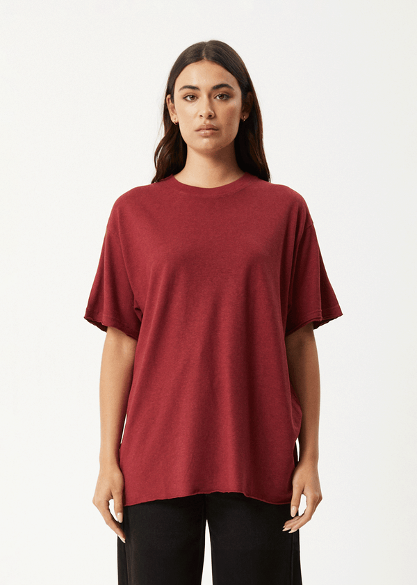 afends Slay - Oversized Tee Burgundy