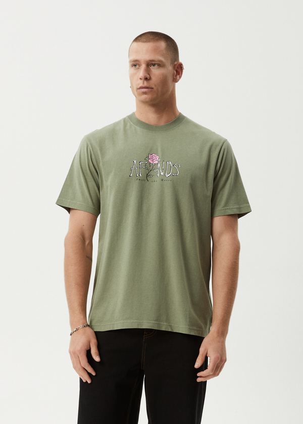 Afends Smell The Roses - Retro Tee Oil Green