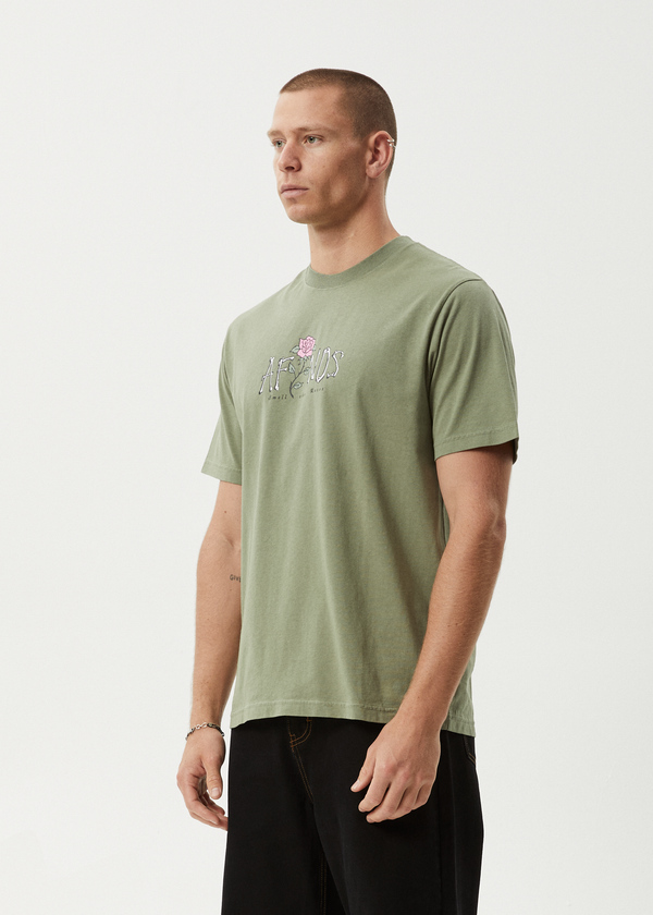 Afends Smell The Roses - Retro Tee Oil Green