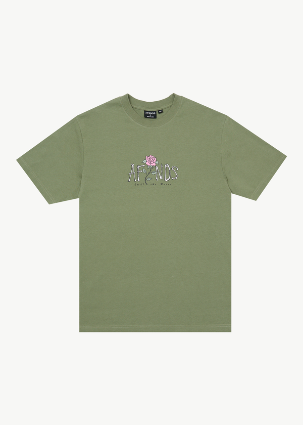 afends Smell The Roses - Retro Tee Oil Green