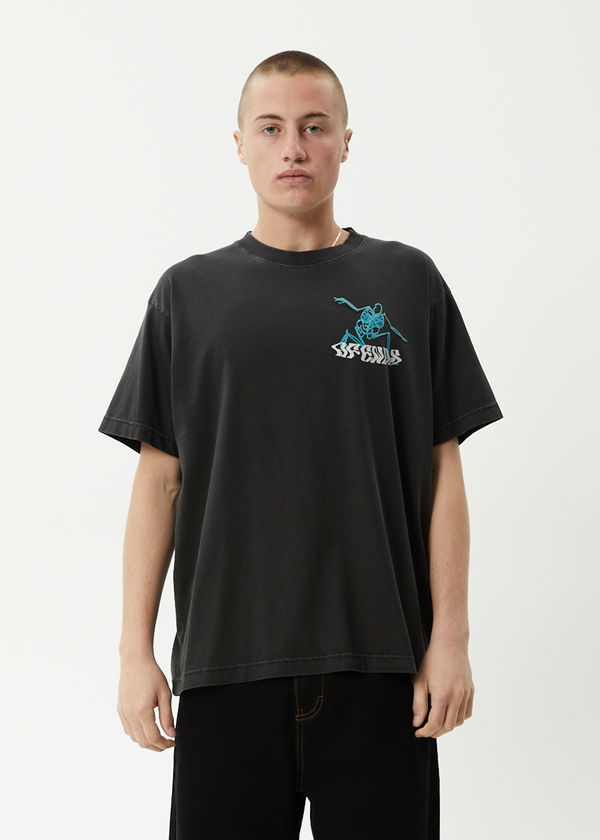 Afends Smiling Assassin - Boxy Tee Stone Black