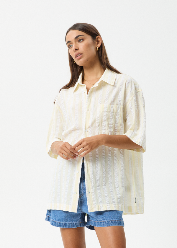 Afends Splice - Short Sleeve Shirt White / Lemongrass