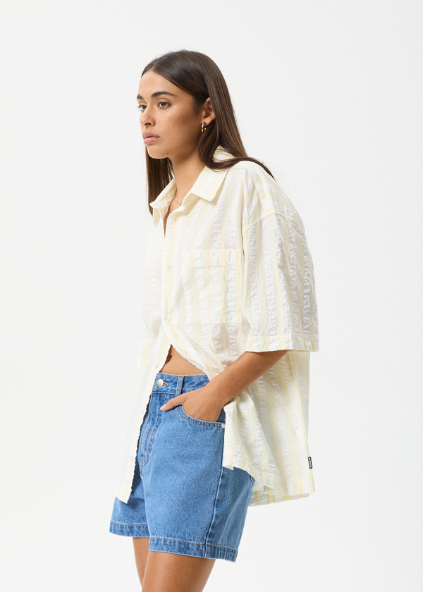 Afends Splice - Short Sleeve Shirt White / Lemongrass