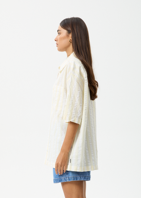 Afends Splice - Short Sleeve Shirt White / Lemongrass
